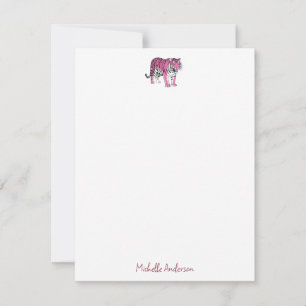Trendy Personalized Pink Tiger Stationery Card