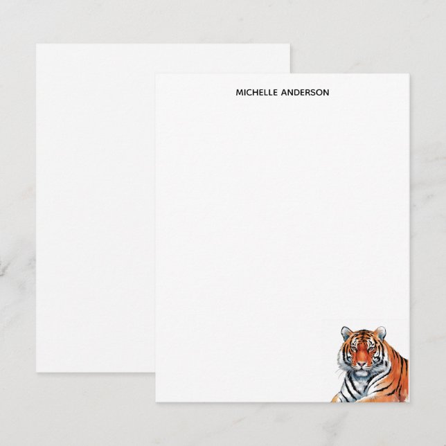Trendy Personalized Tiger Stationery  Card (Front/Back)
