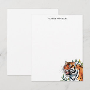 Trendy Personalized Tiger Stationery Card