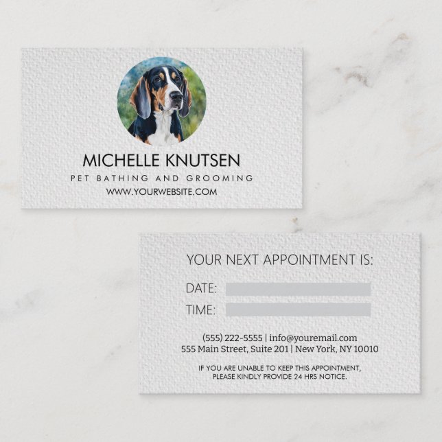 Trendy Pet Bathing and Grooming Appointment Card (Front/Back)