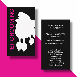Trendy Pet Grooming Services Business Card