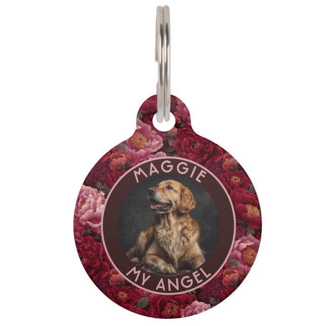 Trendy Pet Parent Gift Peonies Print Tag (Front)