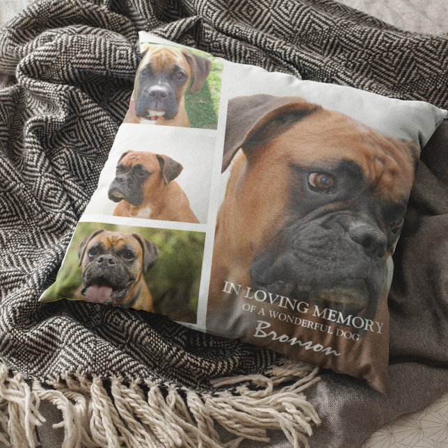 Trendy Pet Photo Collage In Loving Memory Cushion (Creator Uploaded)