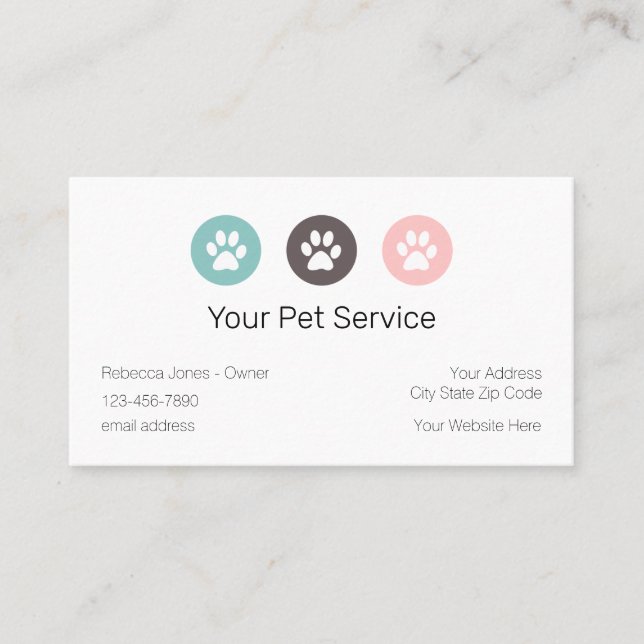 Trendy Pet Service Business Card (Front)