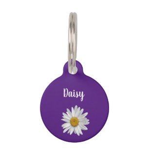 Trendy Pet White Daisy Cute Purple Tag