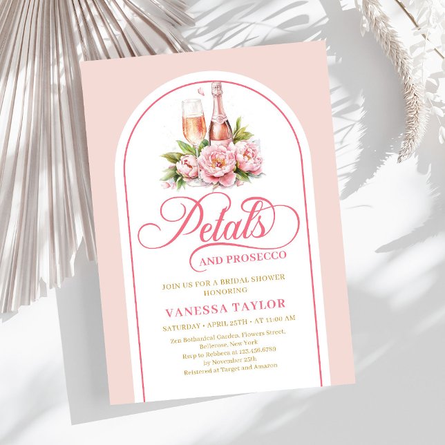 Trendy petals and prosecco blush gold celebration invitation (Trendy petals and prosecco blush gold celebration Invitation)