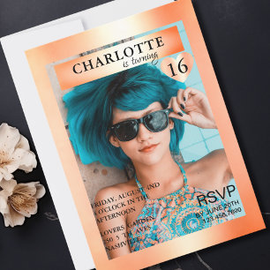 Trendy Pfirsich Magazine Cover-Photo Inspired   Invitation