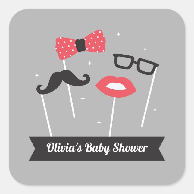 Trendy Photo Booth Props Baby Shower Stickers (Front)