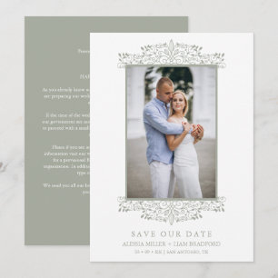 Trendy Photo Chic Ornament Sophisticated Wedding Save The Date