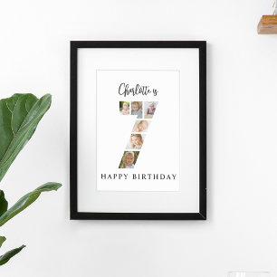 Trendy Photo Collage 7th Birthday Party Welcome Poster