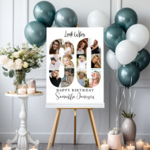 Trendy Photo Collage 80th Birthday Party Welcome