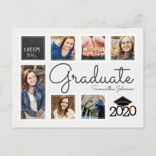 Trendy Photo Collage Cap Graduate Announcement Postcard