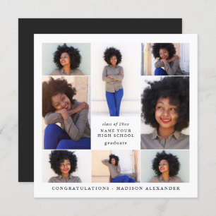 Trendy Photo Collage Graduation Party Invitation