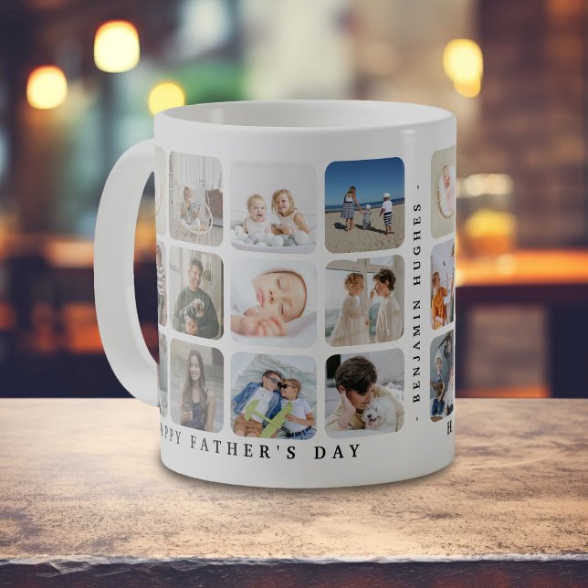 Trendy Photo Collage 'Happy Father's Day' Gift Coffee Mug (Creator Uploaded)