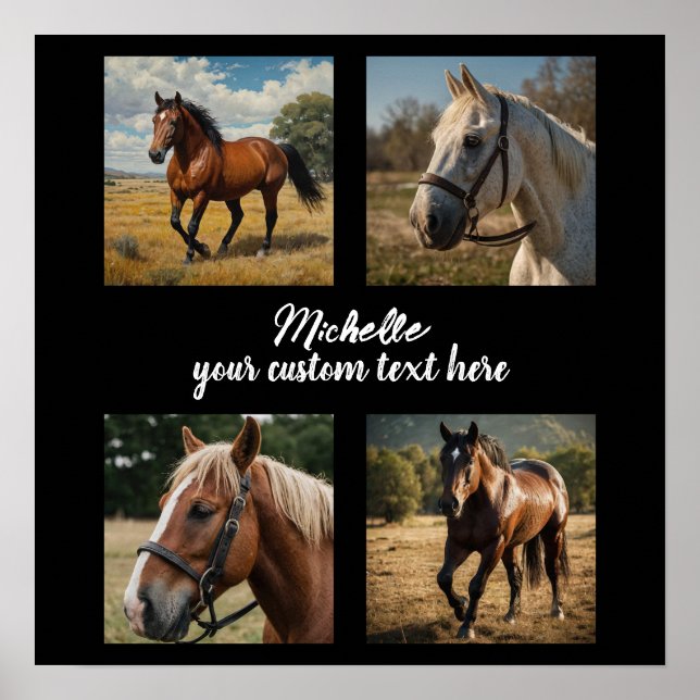 Trendy Photo Collage Personalised Horse Lover      Poster (Front)
