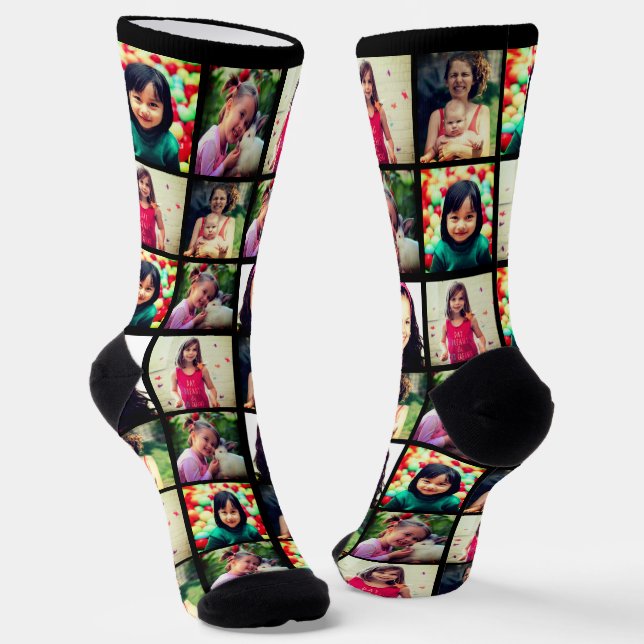 Trendy photo collage socks (Angled)