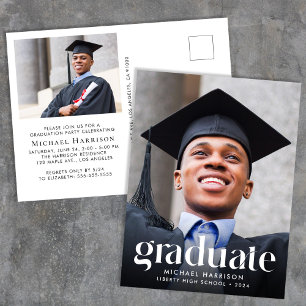 Trendy Photo Graduation Party Invitation Postcard