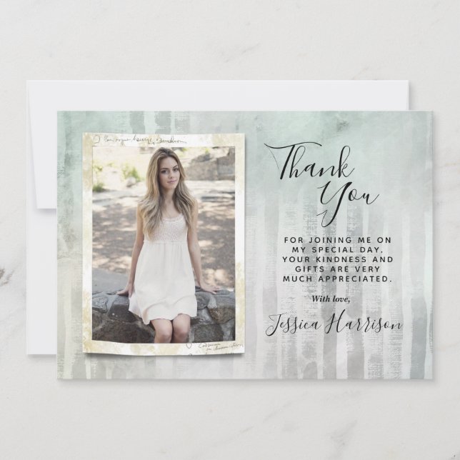 Trendy Photo Graduation Thank You Cards (Front)