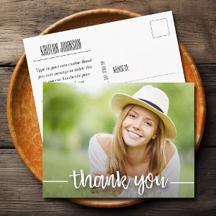 Trendy Photo Graduation Thank You Postcard