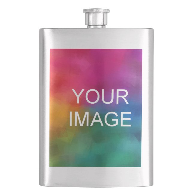 Trendy Photo Image Or Logo Best Dad Gift Template Hip Flask (Front)