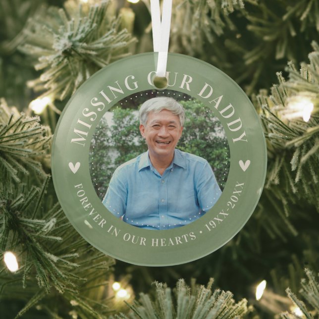 Trendy Photo Personalised Memorial Loss Glass Tree Decoration (Insitu)
