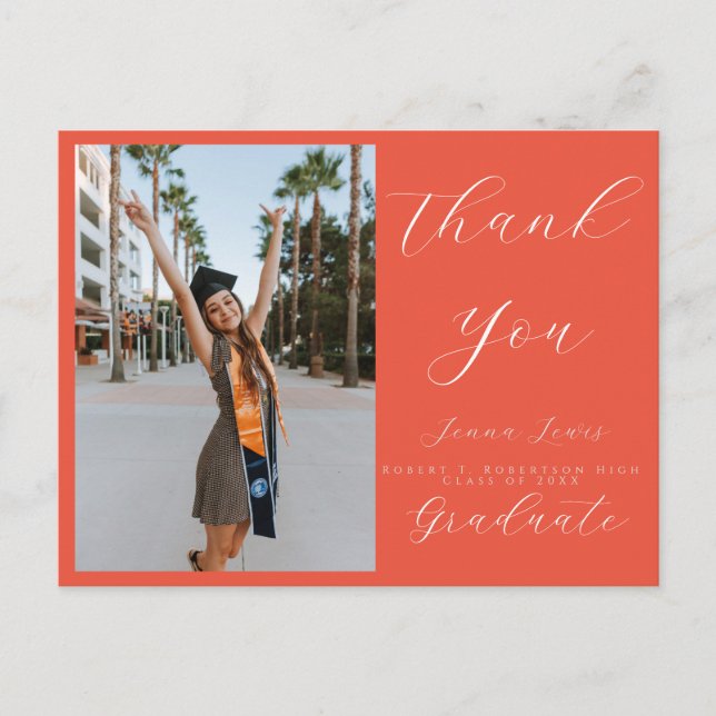 Trendy Photo Script Overlay Grad Thank You Postcard (Front)