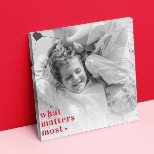 Trendy Photo & What Matters Most Positive RedQuote Canvas Print