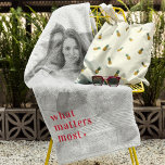 Trendy Photo & What Matters Most Positive RedQuote Hand Towel<br><div class="desc">Capture the essence of life's beautiful moments with our exclusive Trendy Photo & What Matters Most Positive Red products. Infuse positivity and style into your everyday life with this unique collection that seamlessly blends modern trends with timeless sentiments. Whether you're treating yourself or surprising a loved one, our Trendy Photo...</div>