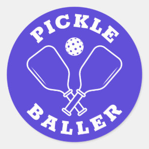 Trendy Pickle Baller Electric Blue Classic Round Sticker