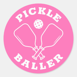 Trendy Pickle Baller Hot Pink Classic Round Sticker