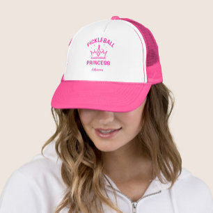 Trendy Pickleball Princess Hot Pink with Crown Trucker Hat