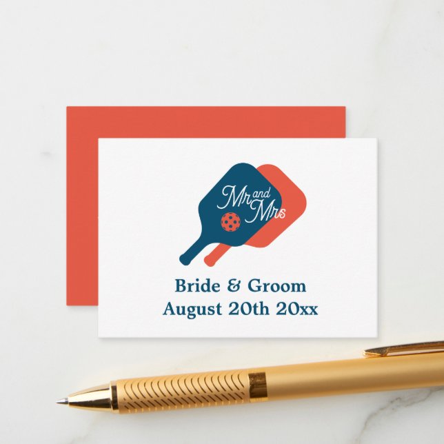 Trendy pickleball wedding enclosure card template (Front/Back In Situ)