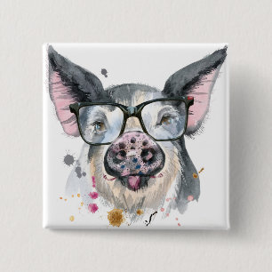 Trendy Pig 15 Cm Square Badge