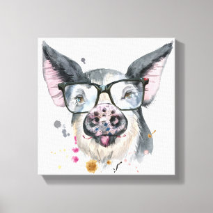 Trendy Pig Canvas Print
