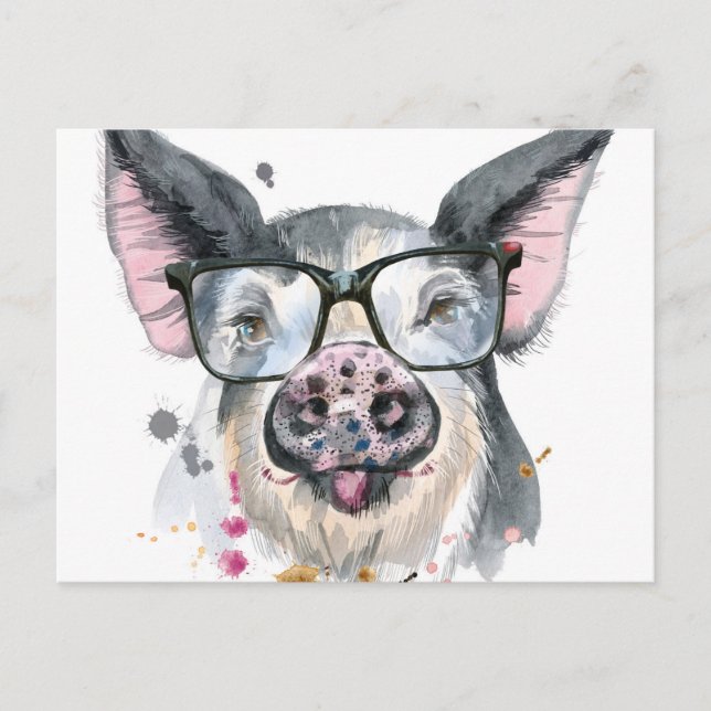 Trendy Pig Postcard (Front)