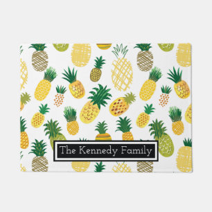 Trendy Pineapple Pattern Add Your Name Doormat