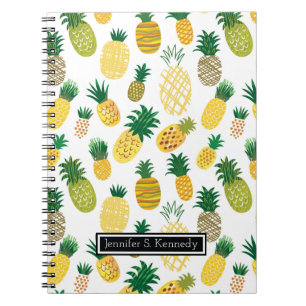 Trendy Pineapple Pattern   Add Your Name Notebook
