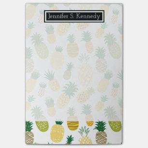 Trendy Pineapple Pattern   Add Your Name Post-it Notes
