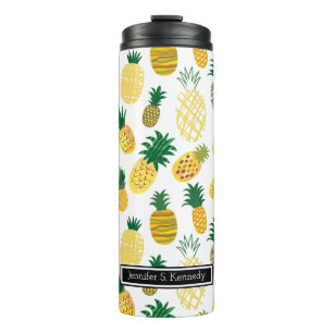 Trendy Pineapple Pattern Add Your Name Thermal Tumbler