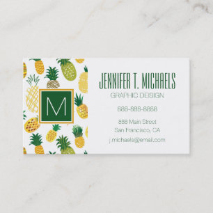 Trendy Pineapple Pattern Business Card