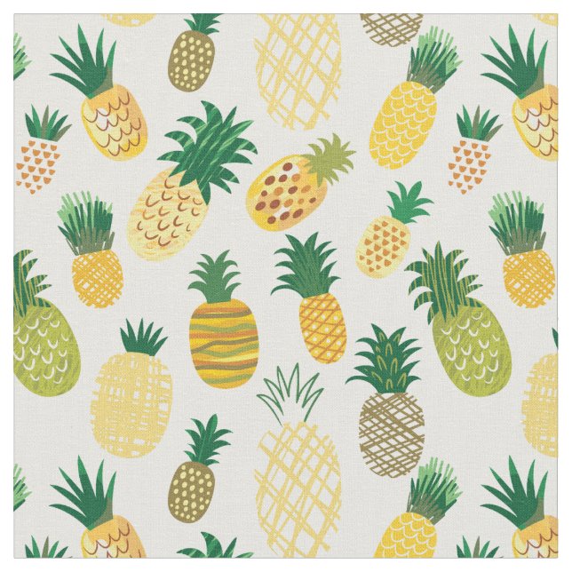 Trendy Pineapple Pattern Fabric (Close Up)