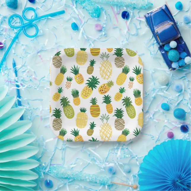 Trendy Pineapple Pattern Paper Plate (Party)