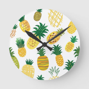 Trendy Pineapple Pattern Round Clock