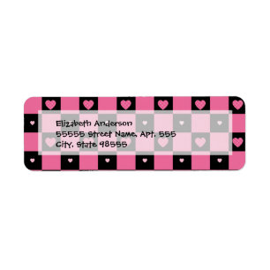 Trendy Pink and Black Chequered Hearts