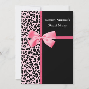 Trendy Pink and Black Leopard Bridal Shower Invitation