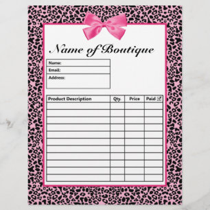 Trendy Pink And Black Leopard Hot Pink Order Forms