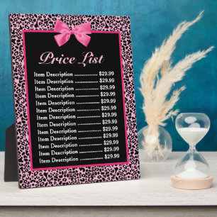 Trendy Pink And Black Leopard Hot Pink Price List Plaque