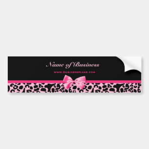 Trendy Pink And Black Leopard Hot Pink Ribbon Bumper Sticker