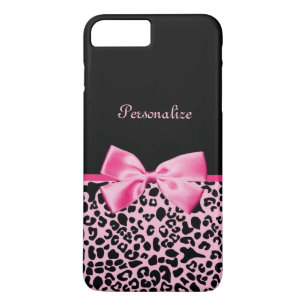 Trendy Pink And Black Leopard Hot Pink Ribbon iPhone 8 Plus/7 Plus Case
