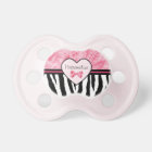 Trendy Pink and Black Zebra Pattern Bow and Name